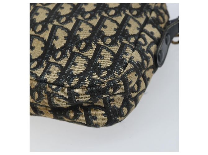 Borsa a Spalla in Tela Trotter Christian Dior Blu Navy Oro Auth 170261 D'oro - vista 15