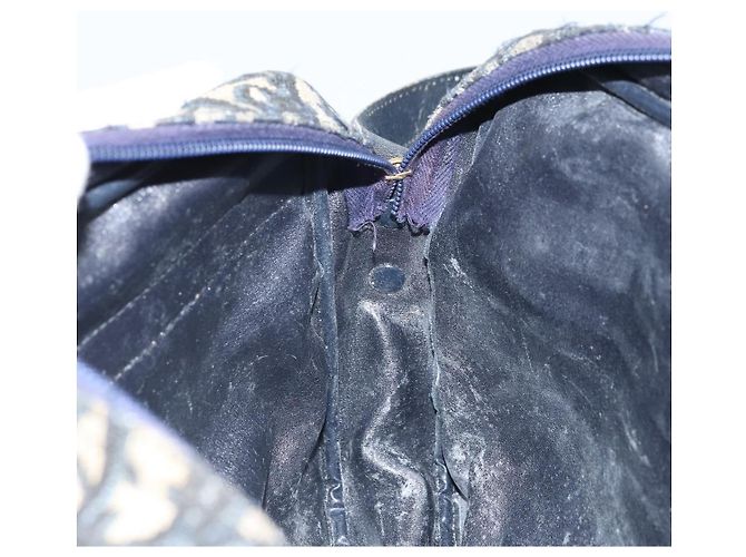Borsa a Spalla in Tela Trotter Christian Dior Blu Navy Oro Auth 170261 D'oro - vista 19