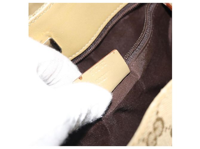 Borsa a Spalla GG Canvas Gucci Beige Oro 91762 Auth 167912 D'oro - vista 12