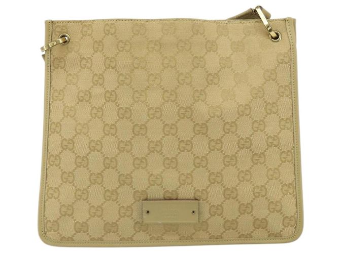Borsa a Spalla GG Canvas Gucci Beige Oro 91762 Auth 167912 D'oro - vista 13