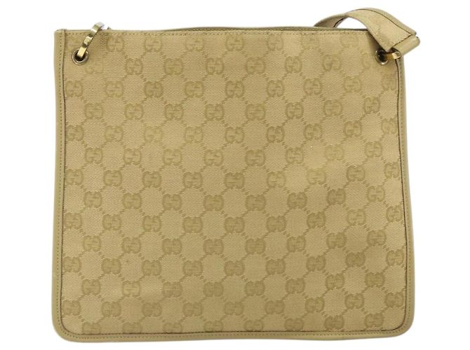 Borsa a Spalla GG Canvas Gucci Beige Oro 91762 Auth 167912 D'oro - vista 2