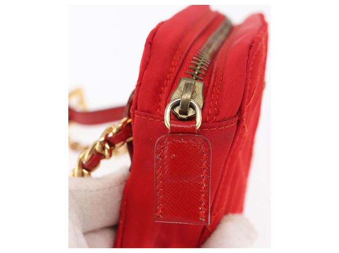PRADA Pochette a Spalla Nylon Rossa Oro Auth 169188 Rosso D'oro - vista 10