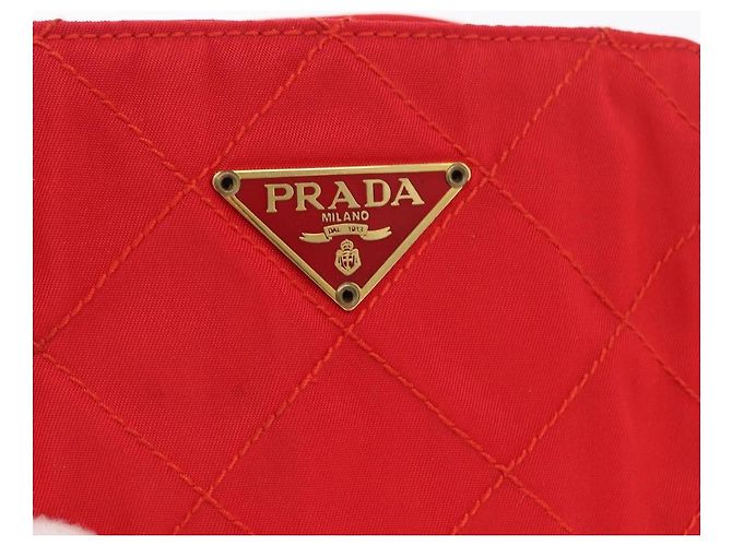 PRADA Pochette a Spalla Nylon Rossa Oro Auth 169188 Rosso D'oro - vista 17