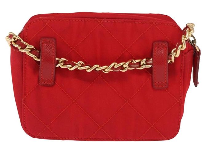 PRADA Pochette a Spalla Nylon Rossa Oro Auth 169188 Rosso D'oro - vista 2