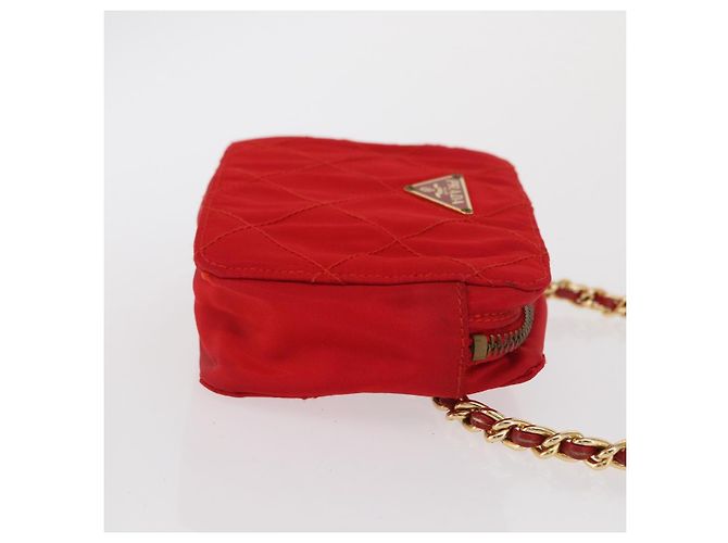 PRADA Pochette a Spalla Nylon Rossa Oro Auth 169188 Rosso D'oro - vista 3