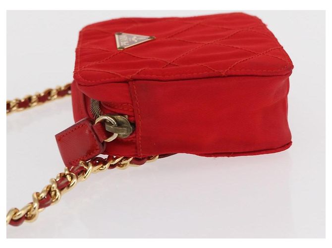 PRADA Pochette a Spalla Nylon Rossa Oro Auth 169188 Rosso D'oro - vista 4