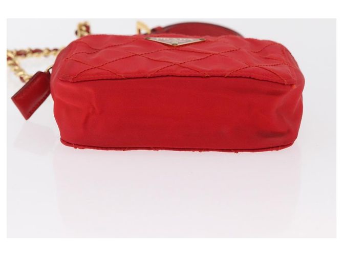 PRADA Pochette a Spalla Nylon Rossa Oro Auth 169188 Rosso D'oro - vista 5