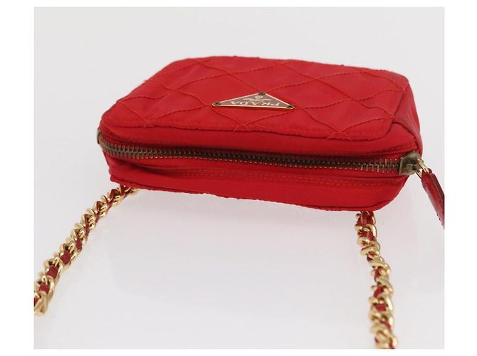 PRADA Pochette a Spalla Nylon Rossa Oro Auth 169188 Rosso D'oro - vista 6