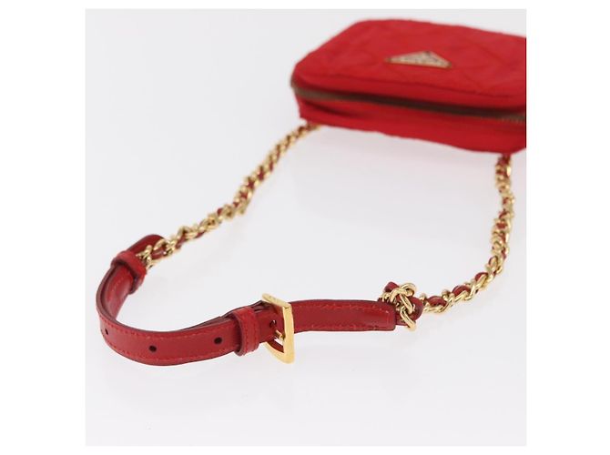 PRADA Pochette a Spalla Nylon Rossa Oro Auth 169188 Rosso D'oro - vista 7