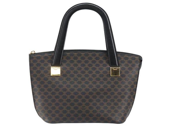 Céline Borsa a mano in tela Macadam CELINE in pelle PVC nera e oro Auth ep13232 Nero D'oro - vista 13