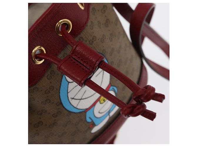 GUCCI GUCCI �~ Borsa Micro GG Supreme Doraemon PVC Beige Oro 647801 Auth 149859SM D'oro - vista 10
