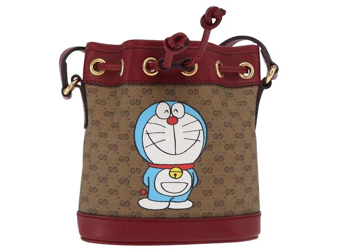 GUCCI GUCCI �~ Borsa Micro GG Supreme Doraemon PVC Beige Oro 647801 Auth 149859SM D'oro - vista 13