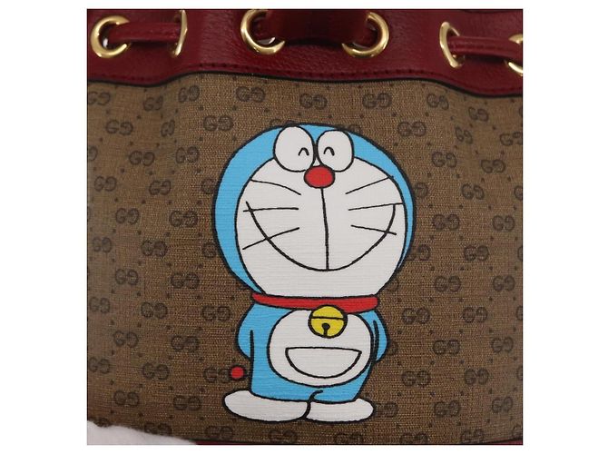GUCCI GUCCI �~ Borsa Micro GG Supreme Doraemon PVC Beige Oro 647801 Auth 149859SM D'oro - vista 18
