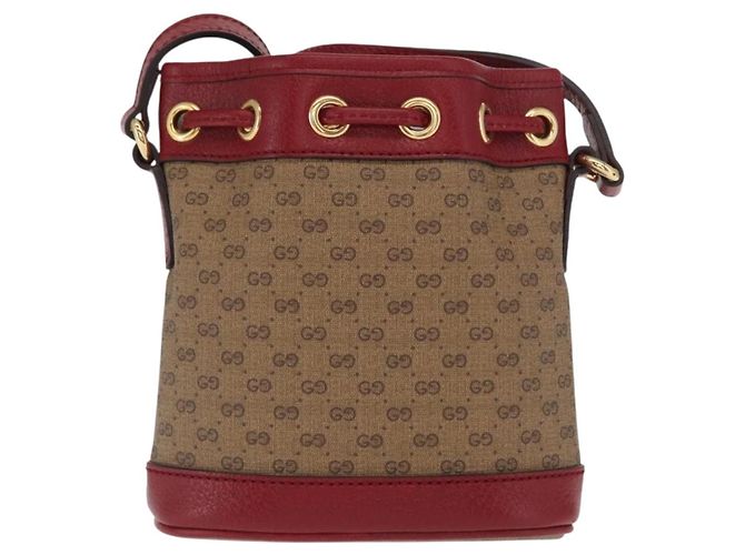 GUCCI GUCCI �~ Borsa Micro GG Supreme Doraemon PVC Beige Oro 647801 Auth 149859SM D'oro - vista 2