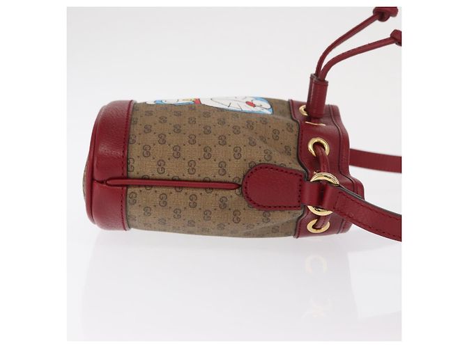 GUCCI GUCCI �~ Borsa Micro GG Supreme Doraemon PVC Beige Oro 647801 Auth 149859SM D'oro - vista 3