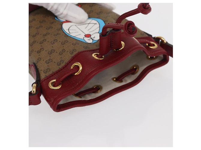 GUCCI GUCCI �~ Borsa Micro GG Supreme Doraemon PVC Beige Oro 647801 Auth 149859SM D'oro - vista 6