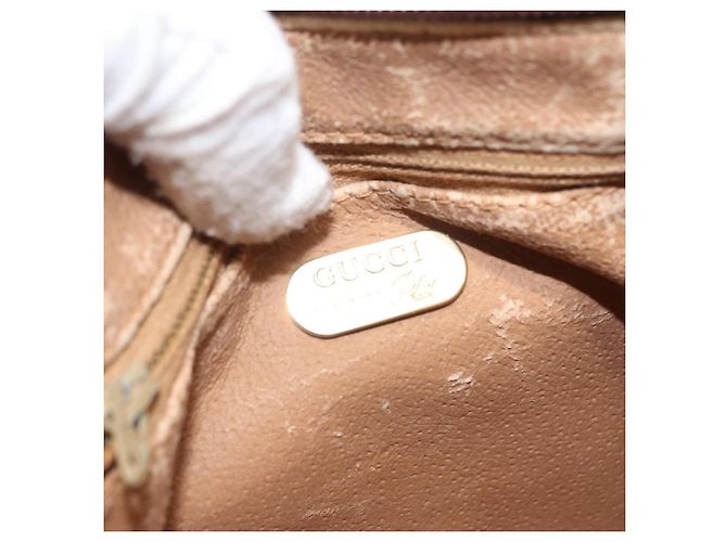 Borsa a Spalla GUCCI GG Plus Supreme PVC Beige Oro Auth ka2102 D'oro - vista 11