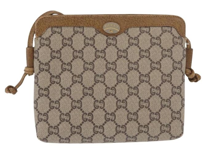 Borsa a Spalla GUCCI GG Plus Supreme PVC Beige Oro Auth ka2102 D'oro - vista 13