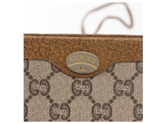 Borsa a Spalla GUCCI GG Plus Supreme PVC Beige Oro Auth ka2102 D'oro - vista 18