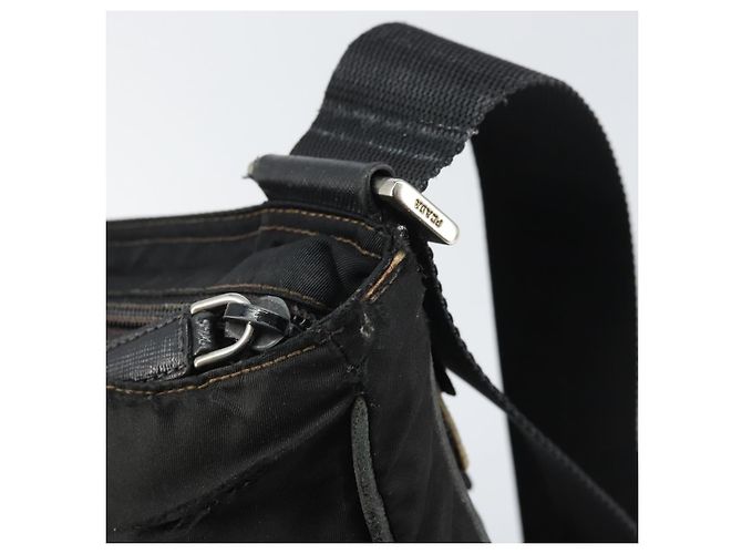 PRADA Schultertasche Nylon Schwarz Silber Authentisch 166754 - Ansicht 10