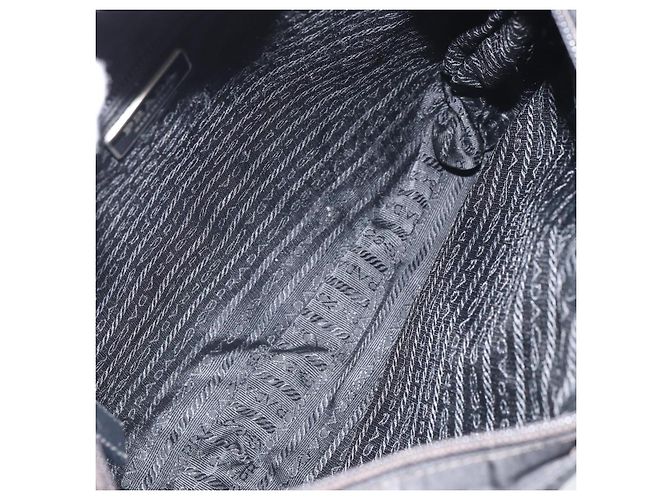 PRADA Schultertasche Nylon Schwarz Silber Authentisch 166754 - Ansicht 11