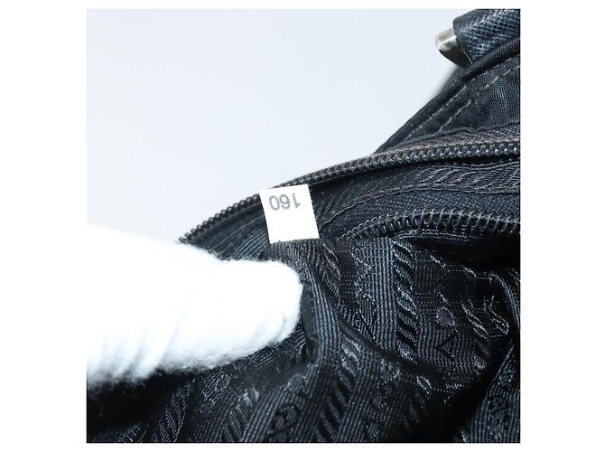 PRADA Schultertasche Nylon Schwarz Silber Authentisch 166754 - Ansicht 12