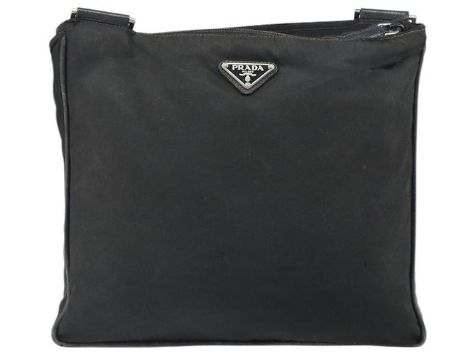 PRADA Schultertasche Nylon Schwarz Silber Authentisch 166754 - Ansicht 13