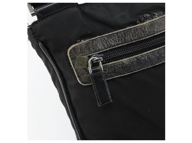 PRADA Schultertasche Nylon Schwarz Silber Authentisch 166754 - Ansicht 18