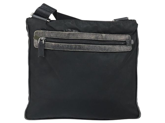 PRADA Schultertasche Nylon Schwarz Silber Authentisch 166754 - Ansicht 2