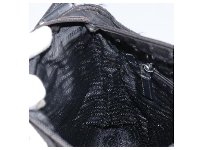 PRADA Schultertasche Nylon Schwarz Silber Authentisch 166754 - Ansicht 23