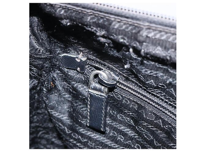 PRADA Schultertasche Nylon Schwarz Silber Authentisch 166754 - Ansicht 24