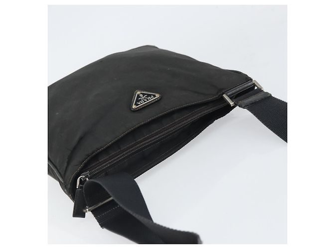 PRADA Schultertasche Nylon Schwarz Silber Authentisch 166754 - Ansicht 6