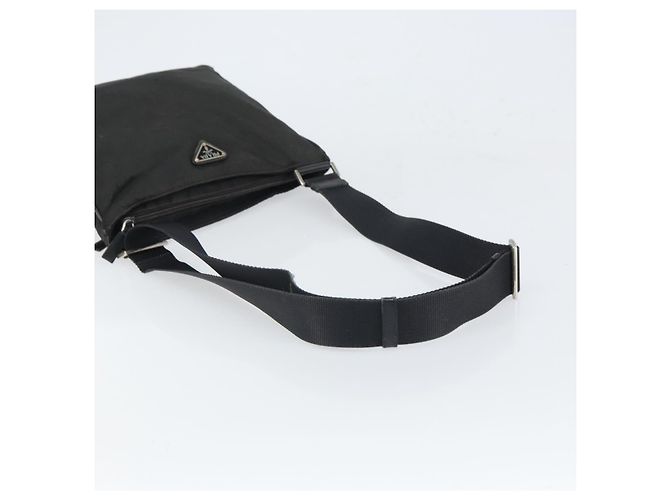 PRADA Schultertasche Nylon Schwarz Silber Authentisch 166754 - Ansicht 7