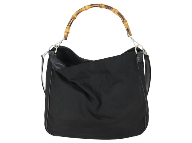 Borsa a mano in nylon Gucci Bamboo 2 in 1 marrone argento 001 1781 1577 Auth 169380 - vista 13