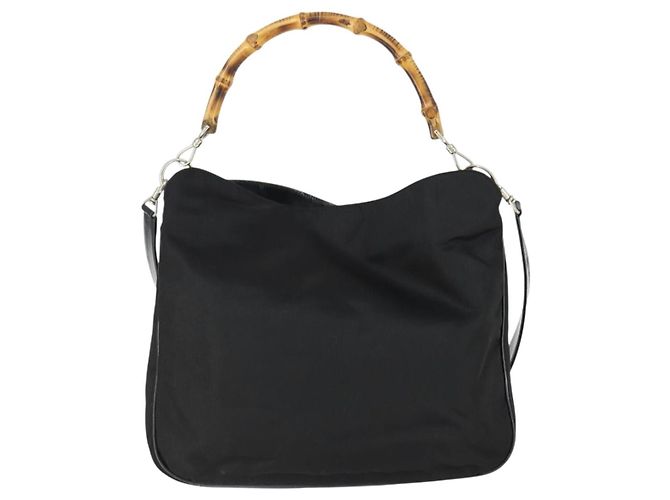 Borsa a mano in nylon Gucci Bamboo 2 in 1 marrone argento 001 1781 1577 Auth 169380 - vista 2