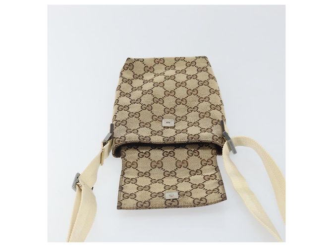 Borsa a Spalla GG Canvas Gucci Beige Argento 145865 Auth 171368 - vista 10