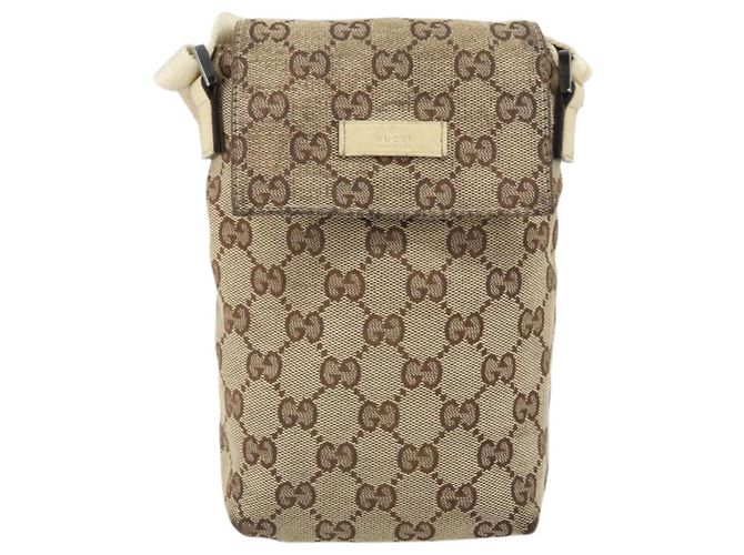 Borsa a Spalla GG Canvas Gucci Beige Argento 145865 Auth 171368 - vista 13