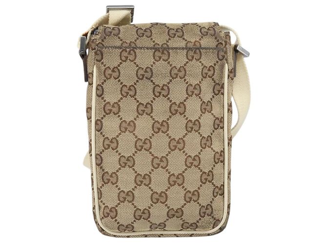 Borsa a Spalla GG Canvas Gucci Beige Argento 145865 Auth 171368 - vista 2