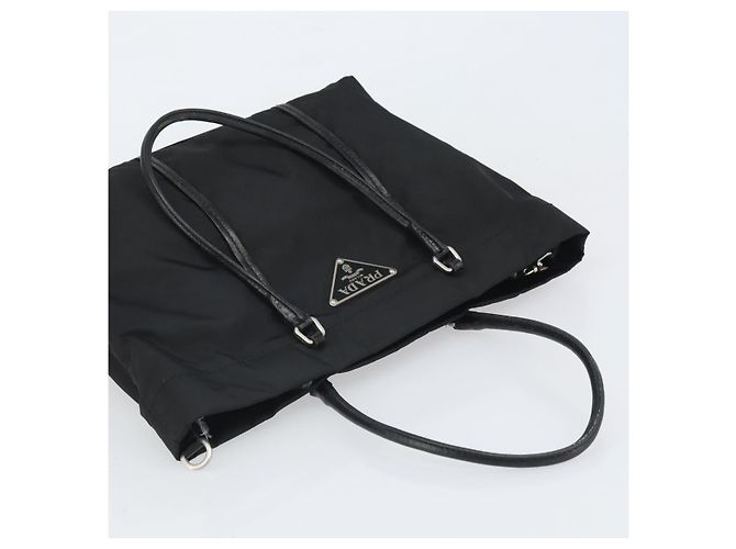 Prada Tote Bag aus schwarzem Nylon mit Silber authentisch 170131 - Ansicht 6