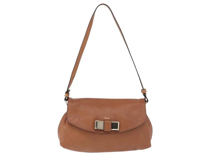 Chloé Borsa a Spalla Chloe in Pelle 2 in 1 Marrone Oro Auth BA10275 D'oro - vista 13