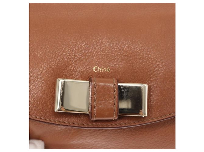 Chloé Borsa a Spalla Chloe in Pelle 2 in 1 Marrone Oro Auth BA10275 D'oro - vista 17
