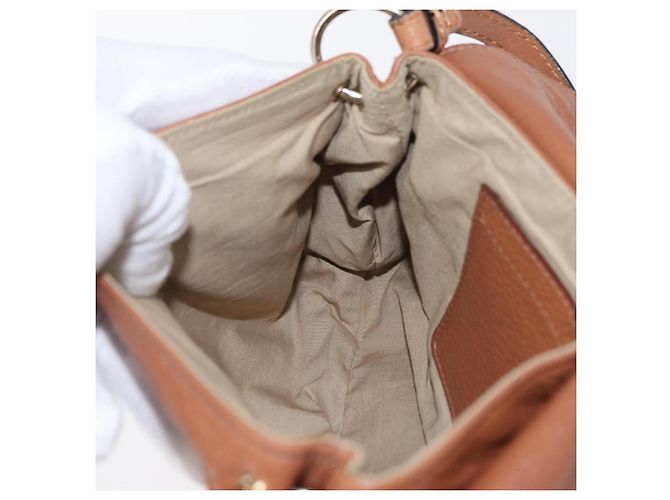 Chloé Borsa a Spalla Chloe in Pelle 2 in 1 Marrone Oro Auth BA10275 D'oro - vista 20