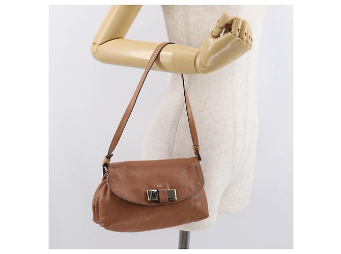 Chloé Borsa a Spalla Chloe in Pelle 2 in 1 Marrone Oro Auth BA10275 D'oro - vista 22