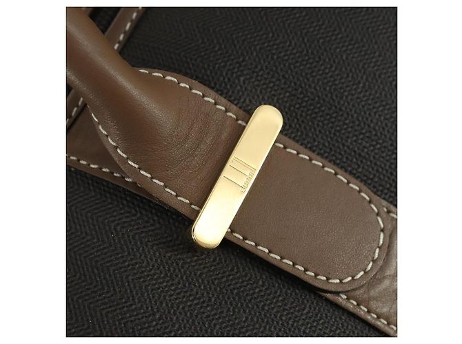 Alfred Dunhill Bolso Boston Dunhill PVC Marrón Dorado Auth 165102 - vista 10