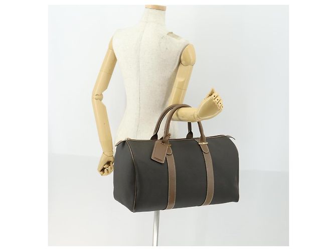 Alfred Dunhill Bolso Boston Dunhill PVC Marrón Dorado Auth 165102 - vista 22