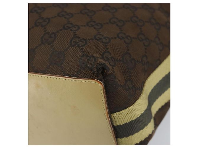 Borsa Tote GG Canvas Gucci Marrone Scuro Argento 31243 Auth ep13258 - vista 10