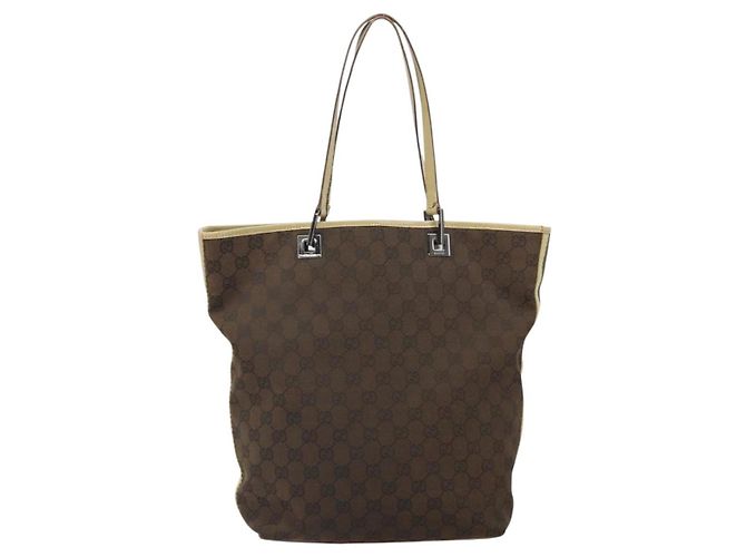 Borsa Tote GG Canvas Gucci Marrone Scuro Argento 31243 Auth ep13258 - vista 13