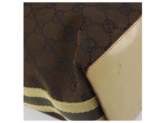 Borsa Tote GG Canvas Gucci Marrone Scuro Argento 31243 Auth ep13258 - vista 15