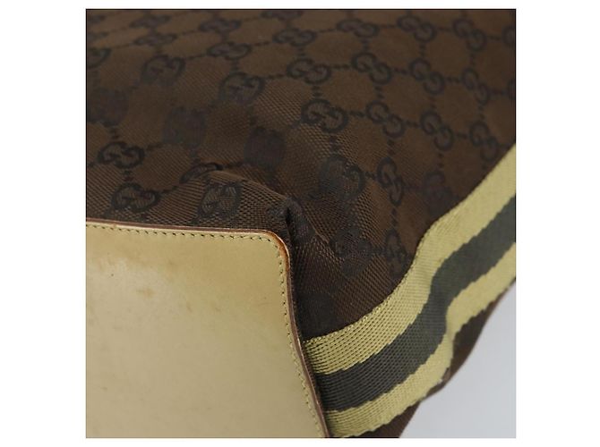 Borsa Tote GG Canvas Gucci Marrone Scuro Argento 31243 Auth ep13258 - vista 16