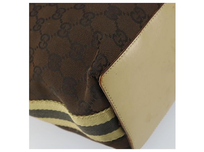 Borsa Tote GG Canvas Gucci Marrone Scuro Argento 31243 Auth ep13258 - vista 17